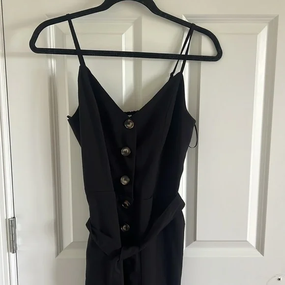 Skies Are Blue Size XS Black Jumpsuit V-Neck Tie Waist - Picture 2 of 7